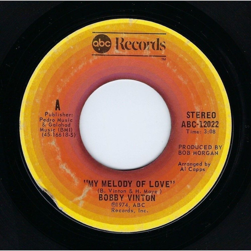 Bobby Vinton Vinyl 45 My Melody Of Love / I'll Be Loving You on ABC VG Pop